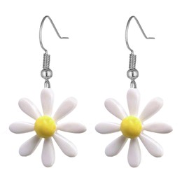 Daisy Earrings Hanging Earrings Girls Daisy Cute Daisy Flower Earrings Colourful Hypoallergenic Flower Drop Earrings Women for Summer Parties Holiday Beach Wedding Birthday, Resin