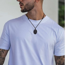 coai Mens Black Obsidian Stone Dragon Amulet Pendant Necklace