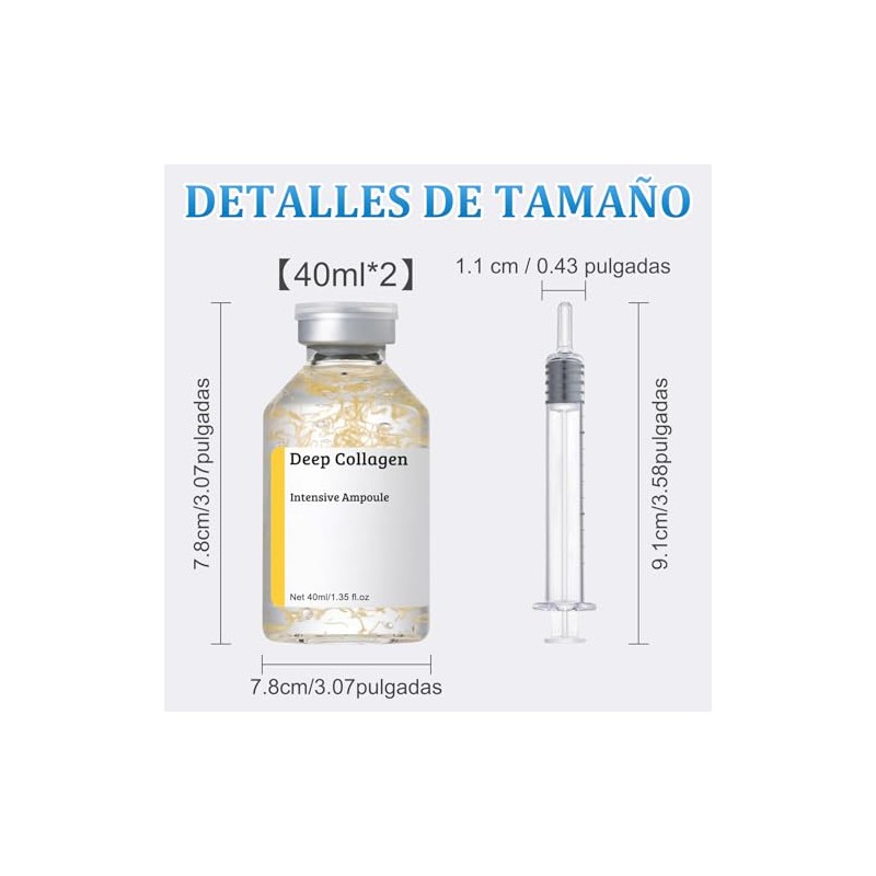 2PCS Deep Collagen,Sérum Facial Colágeno y Péptidos,Peptidos Faciales,40ml