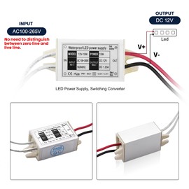 Klarlight 15W DC 12V Waterproof IP67 LED Driver Transformer, 110V AC to 12V DC Converter for Outdoor LED Lights (Pack of 2)