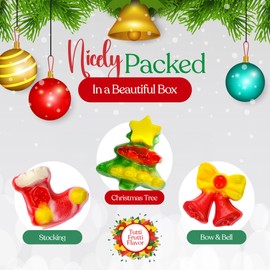 30 Pack Christmas Gummy Candy - Christmas Holiday Themed Hat, Tree, and Bow Designs & Delicious Flavor -Bulk Christmas Gummys Use For Stocking Stuffers, Party Favor, Classroom & Office Treats, Candy Jar Fillers