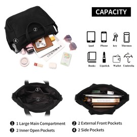 AMXNX Corduroy Tote Bag for Women Crossbody Bags Lightweight Handbags Shoulder Bag with Zipper Pockets for Work Shopping