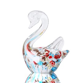 YAOYUAN Handmade Multicolor Glass Swan Figurine cat Statue - Elegant Glass Animal Decor for Home and Office (White swan)…