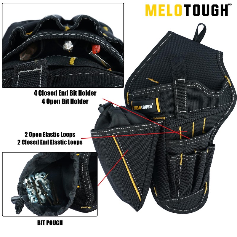 MELOTOUGH Drill Holster Impact Driver Holster with Bit Pouch Heavy