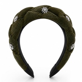 ODZFOS Women's Headband, Dirndl Headband, Women's Velvet Braided Headband, Traditional Headband, Wide Vintage Hair Bands, Fashion Headbands (Army Green)