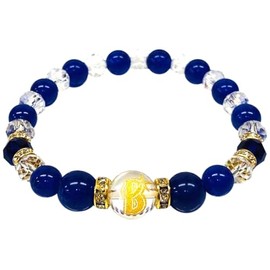 Baystars Yokohama DeNA Baystars Professional Baseball Goods Natural Stone Bracelet Blue B ☆ Logo L-218, Glass Stone
