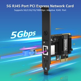 5G Base-T PCIe Network Card, VIMIN 5G Network Card RJ45 Port with Realtek RTL8126, 5G/2.5G/1000/100Mbps, PCI Express Ethernet Adapter for Windows and Linux, Compatible with PCle x4, x8, x16