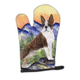 Caroline's Treasures SS8162OVMT Boston Terrier Oven Mitt Heat Resistant Thick Oven Mitt for Hot Pans and Oven, Kitchen Mitt Protect Hands, Cooking Baking Glove
