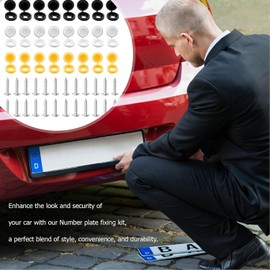 120PCS Number Plate Screws and Caps, 60 Pcs Standard Number Plate Screws for Cars UK, With 60 Pcs Multiple Function Covers Compatible with 6/8 Screw, In Black, White, Yellow for Various Colors Cars