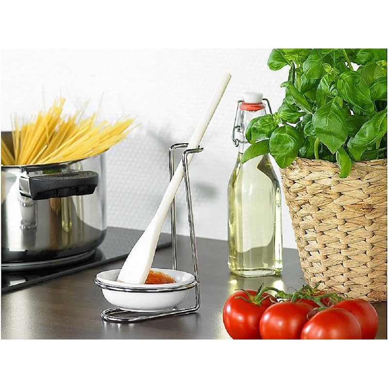 Wolfcut Chrome Plated Spoon Holder with Ceramic Bowl