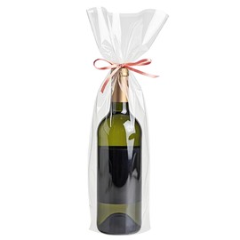 Morepack Cellophane Bags for Wine Bottles,6x18 Inches 100Pcs Clear Wine Gift Cello Bags With Twist Ties (Flat, No Gusset)