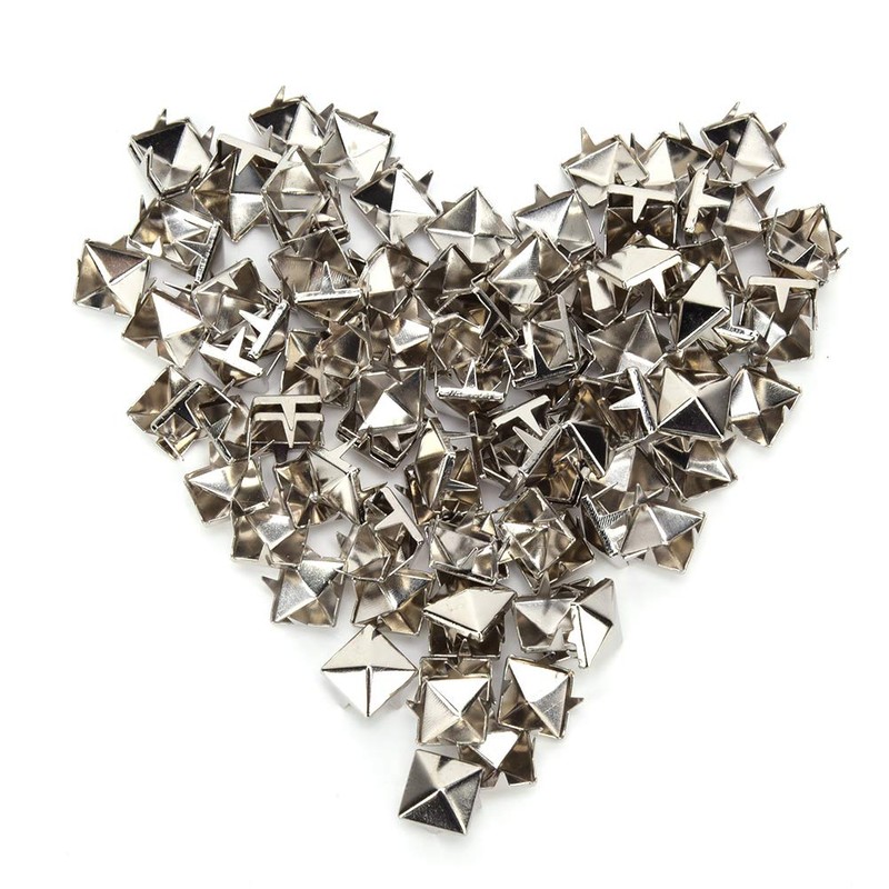 Pack of 100 9 mm Square Rivets, Pyramid-Shaped Punk Rivet