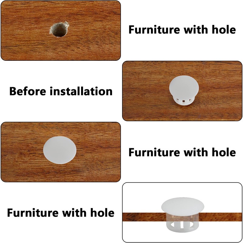 Cjueiom 60pcs 10mm / 3/8" Hole Plugs White Plastic Hole
