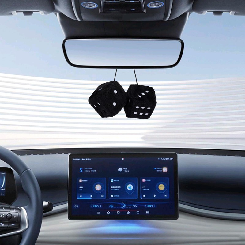 Couslcd Pair Fuzzy Plush Dice for Car Mirror, 2.75'' Retro