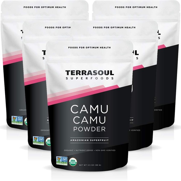 Terrasoul Superfoods Organic Camu Camu Powder, 17.5 Oz (5 Pack) - Raw | Natural Vitamin C | Immune Support