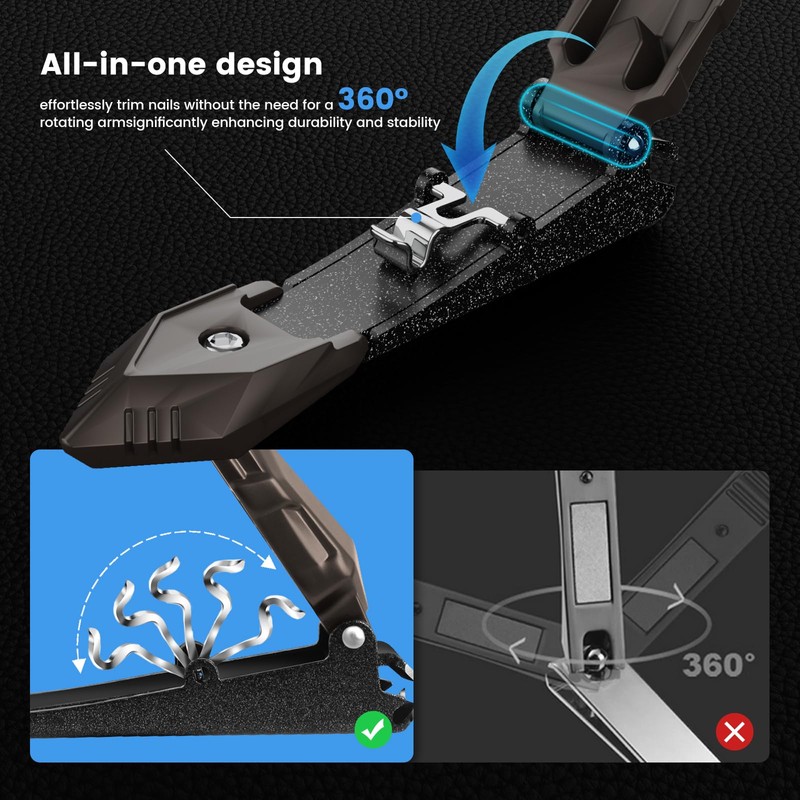 INXEN Nail Clippers for Men with Catcher – No Splash,