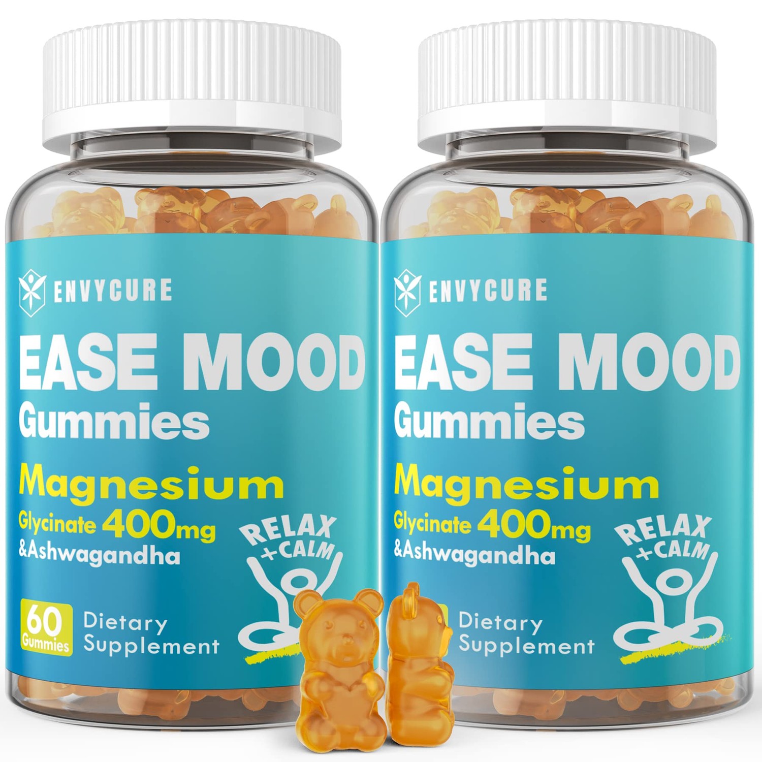 Magnesium Glycinate Gummies 400mg with Ashwagandha, B1, B3, Rhodiola