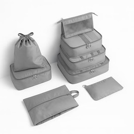 Bluelander Juego de 8 Bolsas de Viaje, Kit de Viaje Organizador Impermeable, Bolsas Organizadoras para Ropa, Zapatos, Lavandería y Cosméticos, Bolsa d