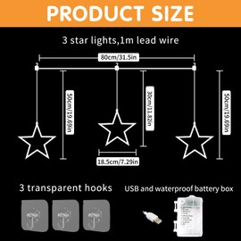 DAZZTIME LED Star Christmas Lighting, 3 Lighting, Christmas Indoor Window Light Decoration, with 8 Modes Plug IP44, for Christmas, Wedding, Party, Bedroom, Balcony Decoration