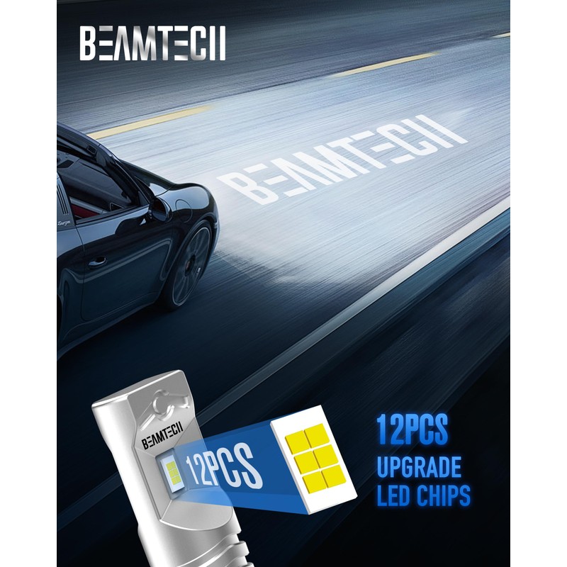 BEAMTECH H8 Fog Light Bulb,6500K White 1:1 Size Super Bright