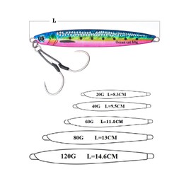 6 Pcs Comboset Slow Pitch Jig Micro Jigs Saltwater Fishing Jig Vertical Baits withJig Hooks (#095-100: 6 Colors, 20g)