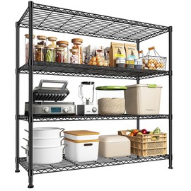 DurayLoly 45 "W Metal Shelving Unit 4 Tier Storage Shelves Adjustable Wire Shelving Metal Shelf Pantry Shelves Wire Rack for Kitchen Pantry Utility Room Garage 45 "W x 59.4 "Hx 13.5" D, Black