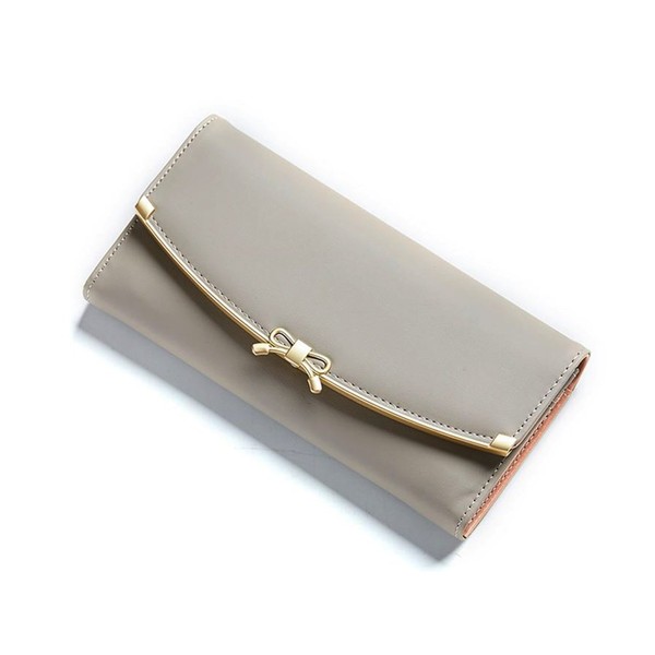 WOOLALA Women Cute Bowknot Wallet Trifold Large Capacity Long Purse,
