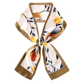 MEDUOLA Women's Scarf 145 cm x 15 cm Long Silk Scarf Printed with Flowers and Various Patterns Elegant Accessories, Tulips
