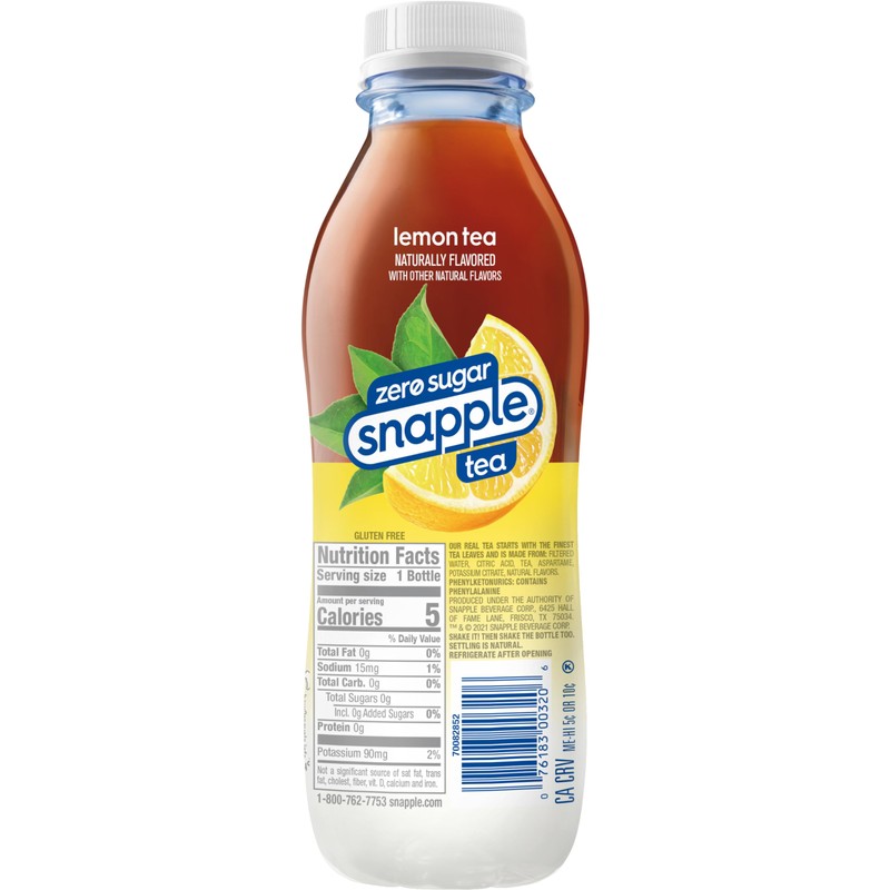 Snapple Zero Sugar Lemon Iced Tea, 16 fl oz, Pack