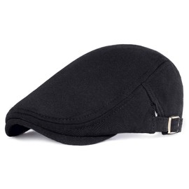 Porsyond Men's Cotton Flat Cap Gatsby, Newsboy Flat Cap, Men's Beret Cap - black