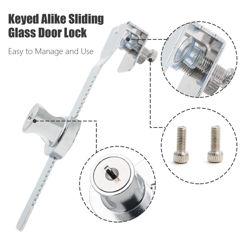 Qjaiune 4 Pack Sliding Glass Door Lock, Keyed Alike Showcase