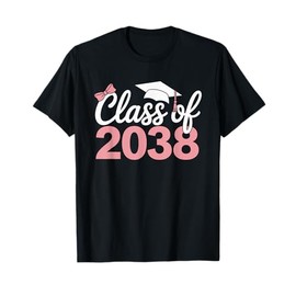 Class of 2038 Grow with Me Kindergarten Pink T-Shirt