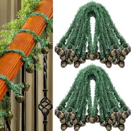 Motionchic 50 Pcs 20 Inches Christmas Garland Ties with Bells Decorative Garland Twist Ties for Banister Stairs Railing Reusable and Flexible Twist for Xmas Holiday Decorations Gift Wrapping (Bronze)