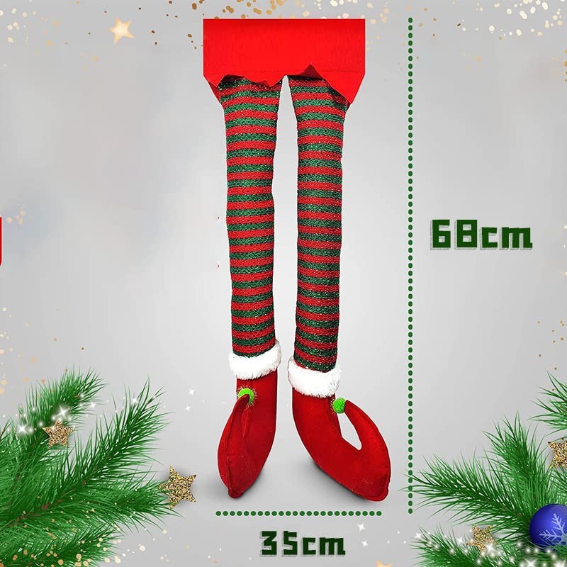 Funny Christmas Elf Leg Decorations: Novelty Car Leg Hangers, Festive,