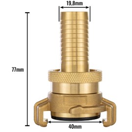 Poppstar Brass Suction and High Pressure Coupling (System Geka Coupling 3/4 Inch Hose Nozzle) with Seal and Lock Nut for 19 mm Hose Inner Diameter