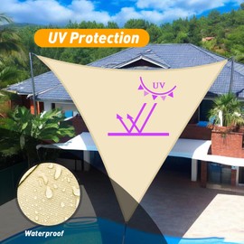 ZAIXIA 16' x 16' x 16' Waterproof Sun Shade Sail Triangle Canopy,UV Resistant for for Patio, Garden, Outdoor, Backyard,Outdoor Activities