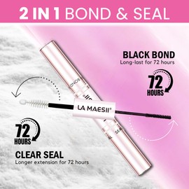 LA MAESII Lash Cluster Glue, Lash Bond and Seal for Eyelash Clusters, 10ml Bond and Seal, Waterproof, 2-in-1 Home Use, Strong Hold for 72H