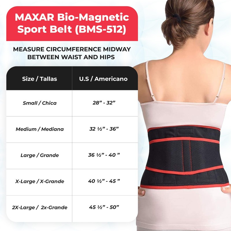 MAXAR Airprene Sports Back Brace W/ Powerful 18 Magnets, Warm