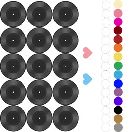 FACHPINT 15 PCS 7 Inch Blank Vinyl Records for Wall Aesthetic, Fake Vinyl for Vintage Wall Decor, Hippie Room Decor, Party Wedding Signing Table No. DIY