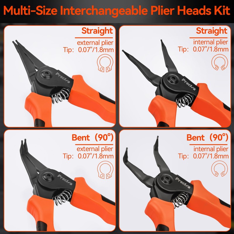 Preciva Snap Ring Pliers Set - Internal/External Circlip Pliers with
