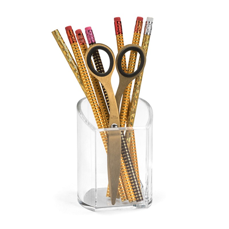 OSCO Clear Acrylic Curved Pen Pot | Pencil Holder |