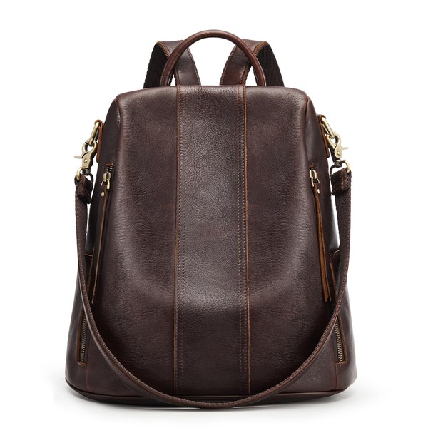 S-ZONE Leather Backpack Purses for Women Antitheft Soft Rucksack Ladies