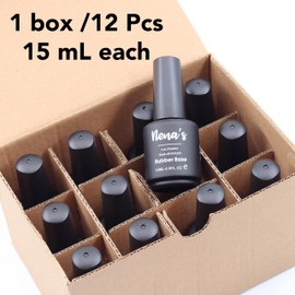 Nena's Rubber Base Coat Gel, 12-Pack 15mL Bottles, UV/LED Curable, Nail Strengthening and Smoothing Formula