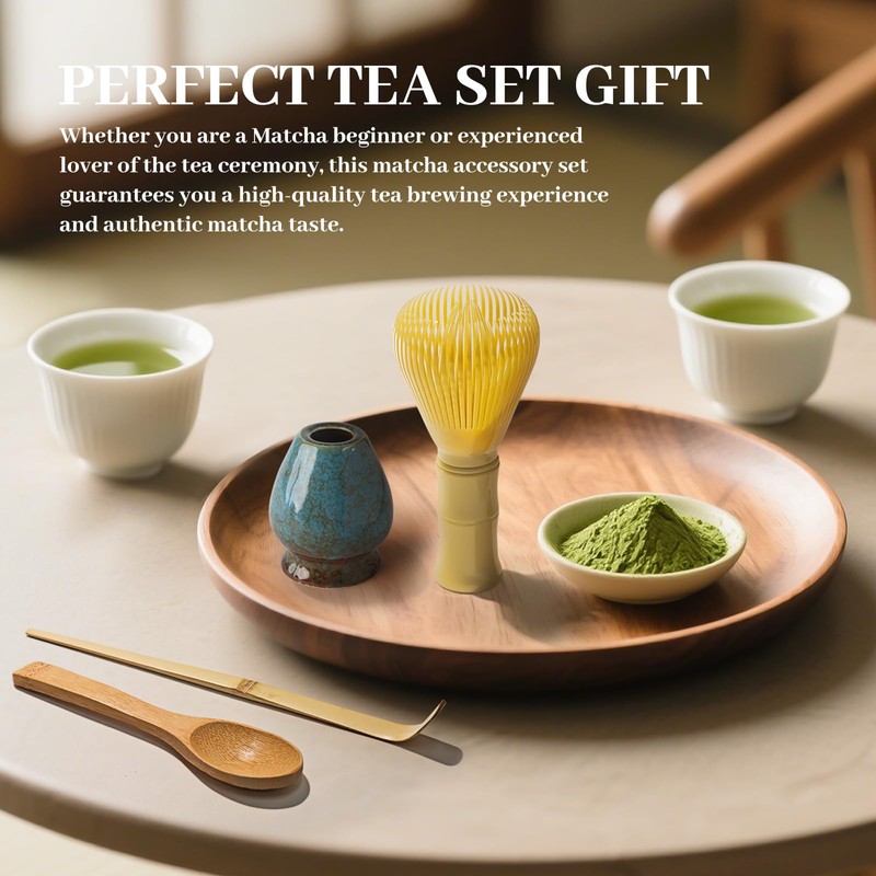 Matcha Set 4 Pieces Japanese Ceremony Resin Matcha Whisk Bamboo
