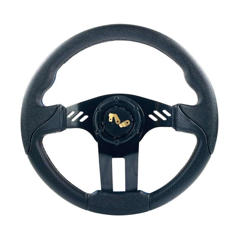 Huskey 12.5" Trooper Golf Cart Steering Wheel Black Spokes &
