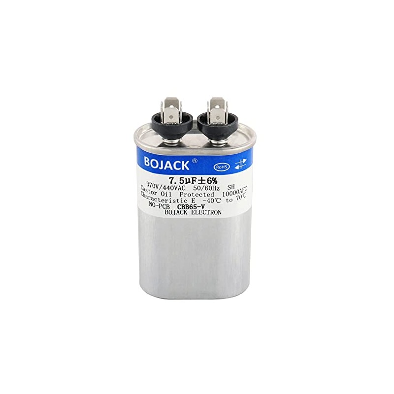 BOJACK 7.5 uF ±6% 7.5 MFD 370V/440V CBB65 Oval Run