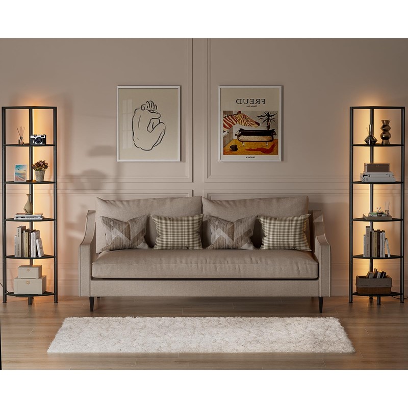 Furnulem 6 Tier Corner Shelf with LED Light, 67.5” Tall