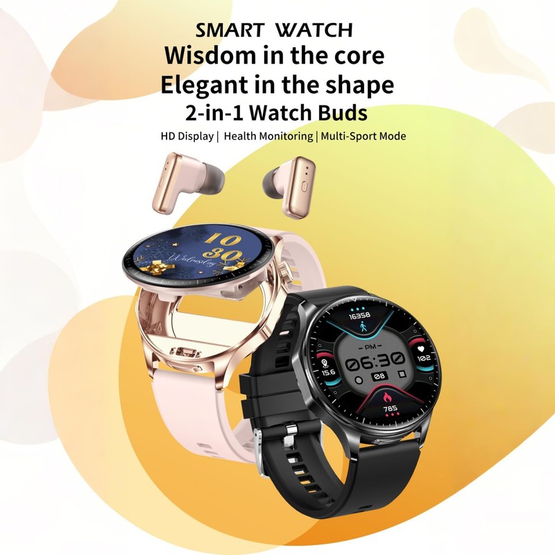 Desong Smart Watch with Earbuds,2 in 1 TWS Smartwatches,1.43" Colorful