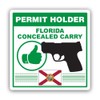 Florida Concealed Carry Permit Holder CCW Sticker for Water Bottle