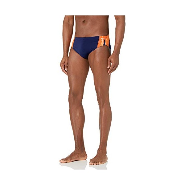 TYR SPORT Men's Phoenix Splice Racer Swimsuit (Navy/Orange, Size 26)